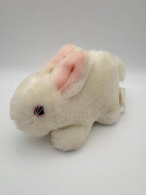 Vintage 1983 Dakin Mini Bunny Rabbit Plush Stuffie Pink Eyes 5in (SKU: 798TO)